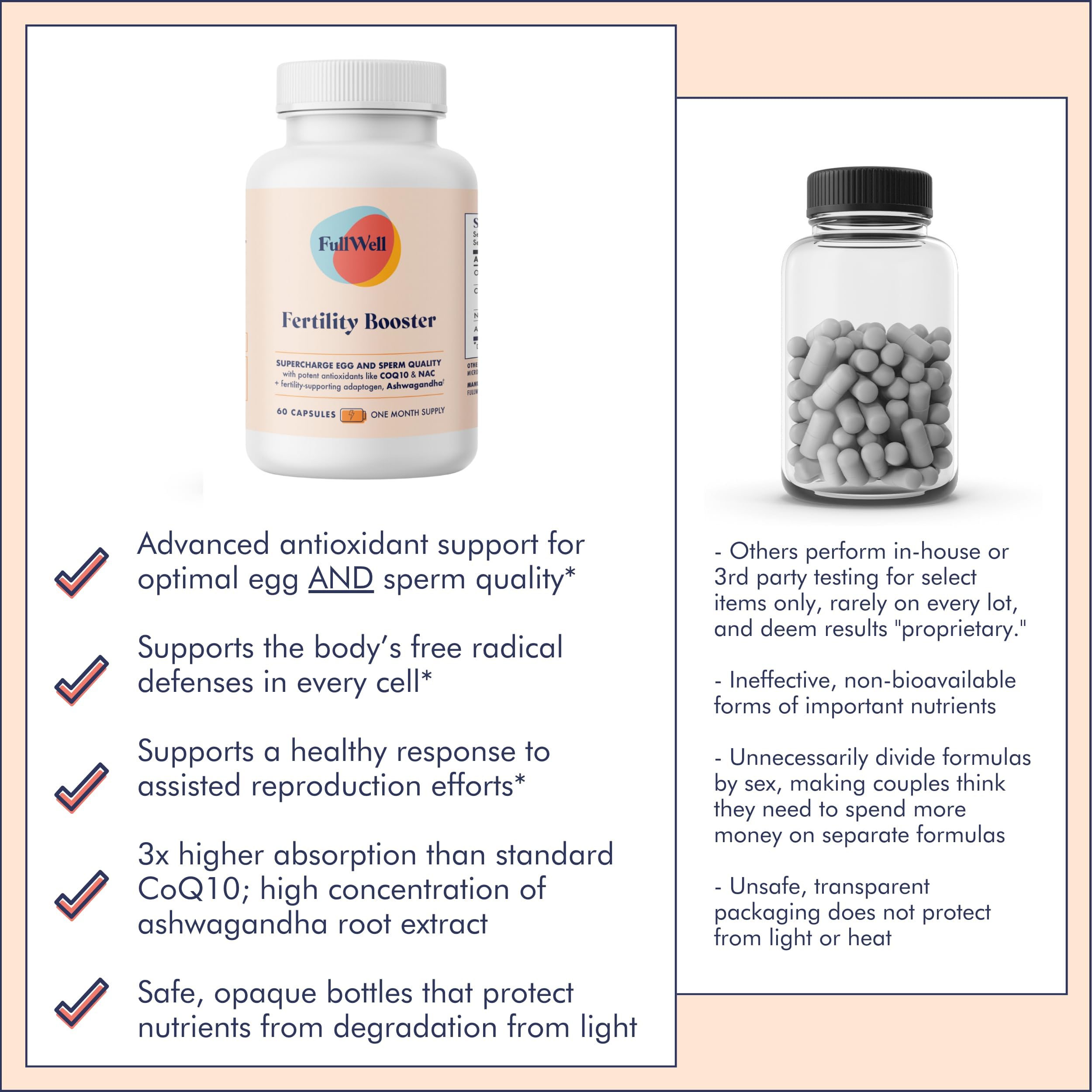 FullWell Fertility Booster - ingrédients NAC, antioxydants et sécurité.