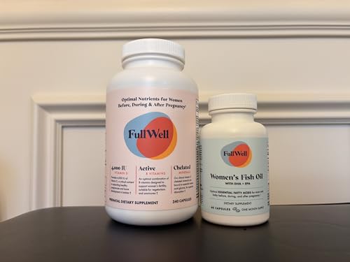 FullWell Prénatal: comprimés et étiquette lisible pour un dosage clair.
