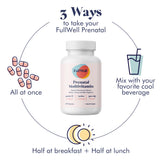 FullWell Prenatal – Ingrédients clefs: folate, choline et D pour soutien potentiel.