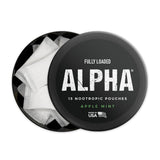 Alpha Dosette Fully Loaded Bullseye, pomme-menthe, dosage facile en déplacement.
