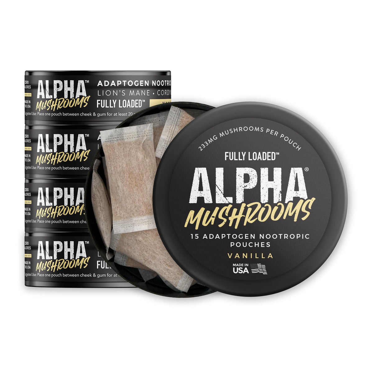 Poche Alpha Mushroom Vanilla de Fully Loaded Bullseye pour concentration soutenue