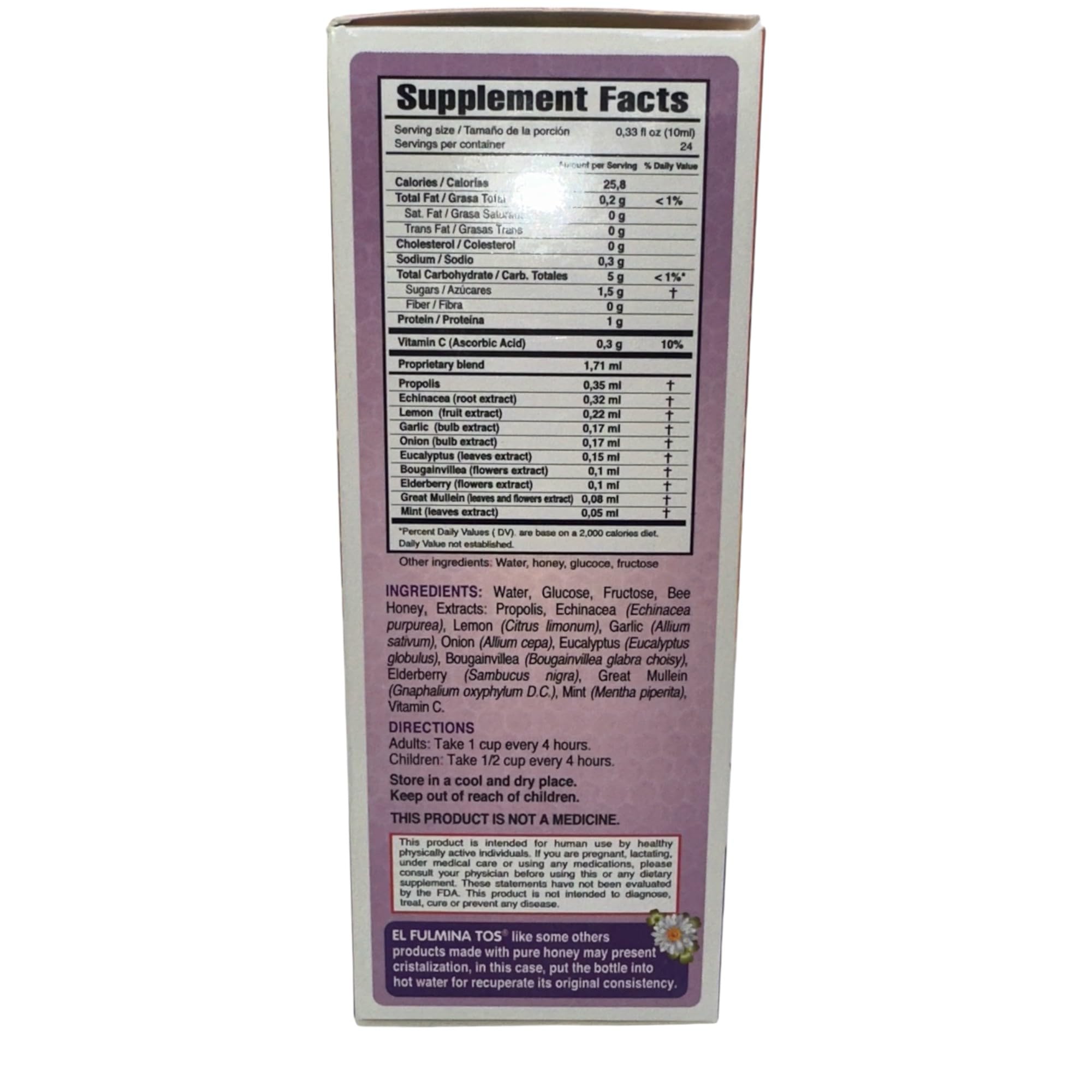 Fulminatos Sirope Échinacée, bouteille en verre prête pour moments de répit.