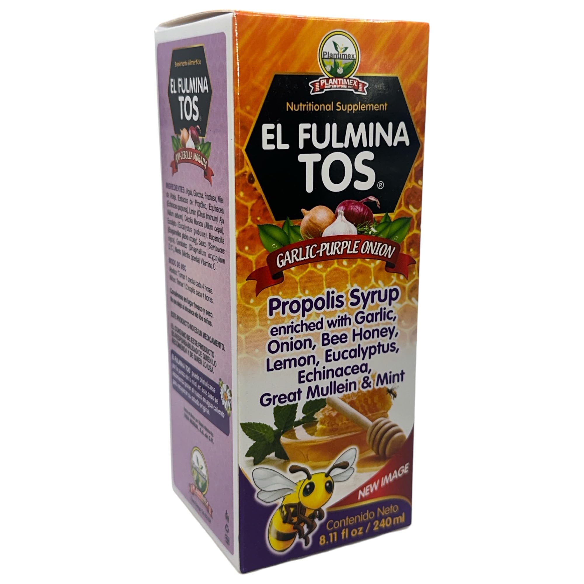 Fulminatos Sirope Miel Citron Eucalyptus, flacon clair idéal pour boisson chaude.