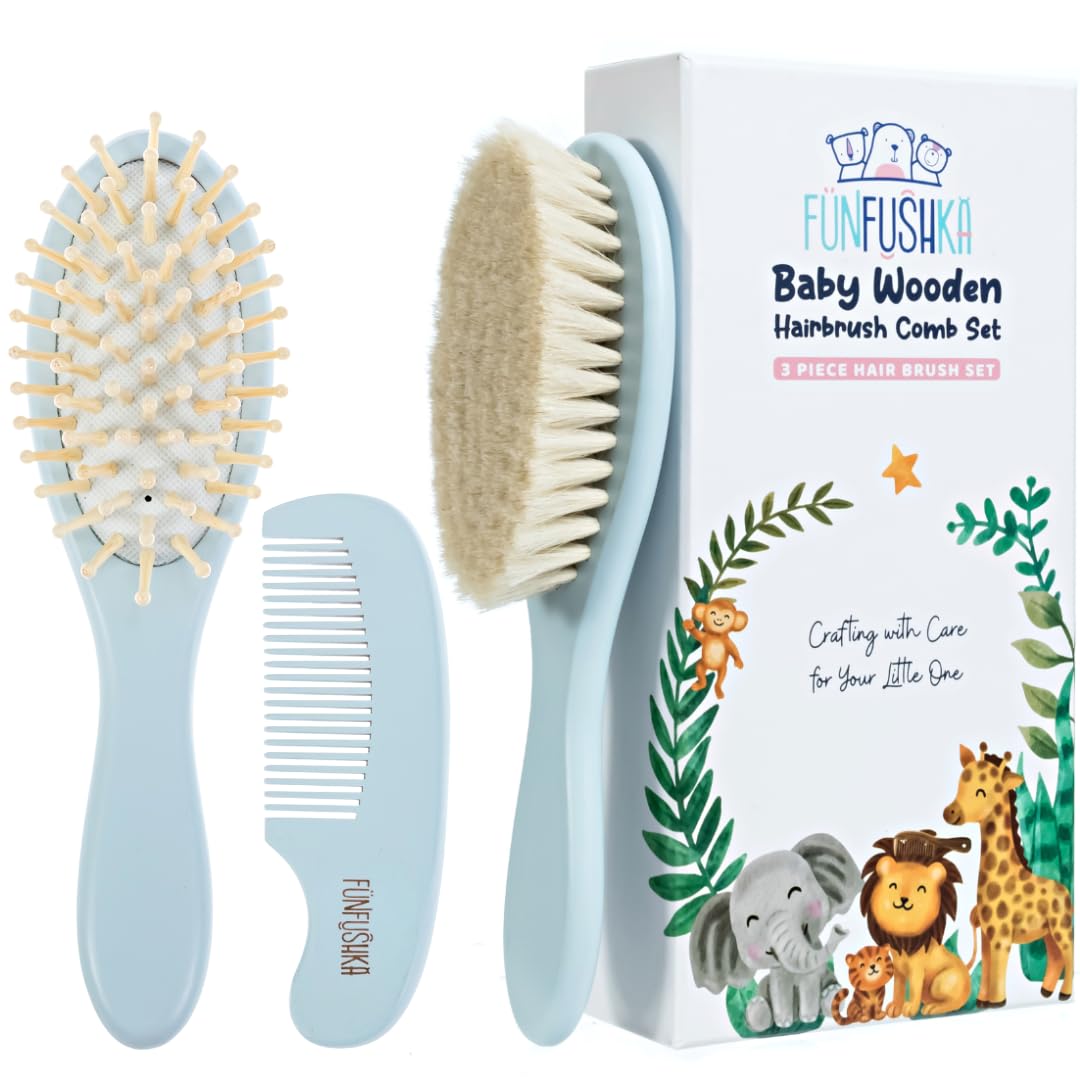 Brosse Funfushka pour bébé, poils doux protégeant le cuir chevelu sensible.