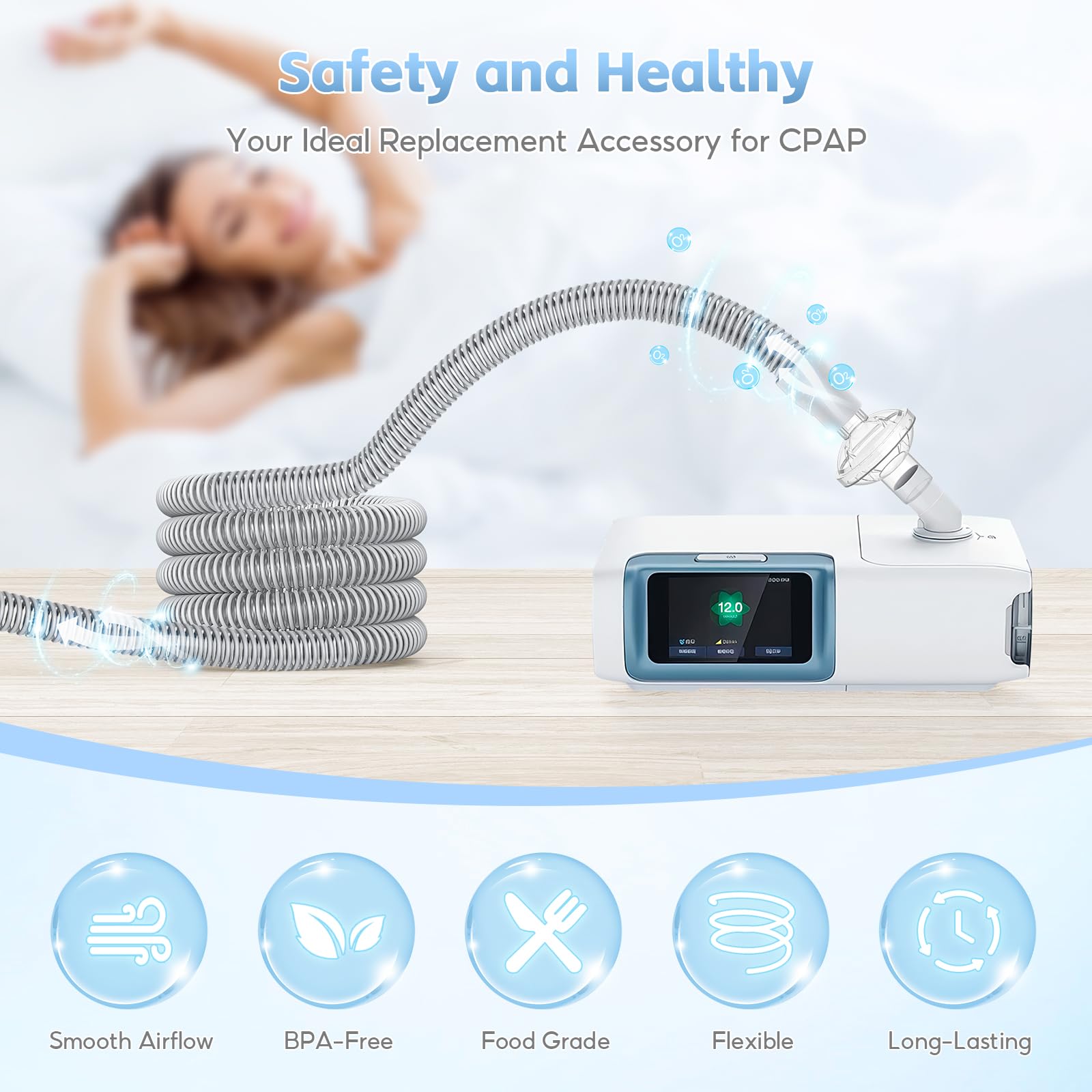 Tuyau CPAP FunGeneTEC connexion 22 mm sans fuite