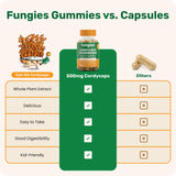 Étiquette 60 portions Fungies Cordyceps, pratique et informative