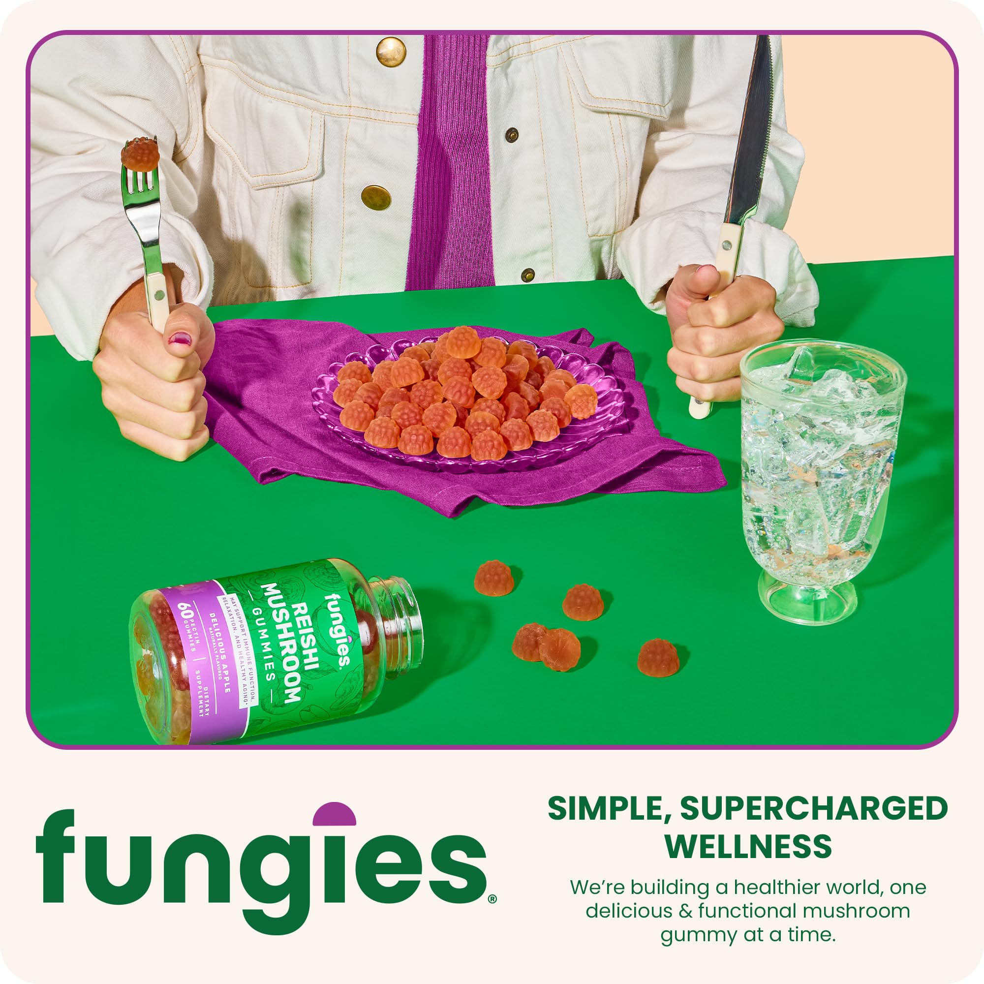 Produit végane: gommes Reishi pomme sans additifs