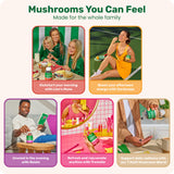 Fungies Multi-Champignons gummies : flacon compact, parfait pour le sac et le bureau