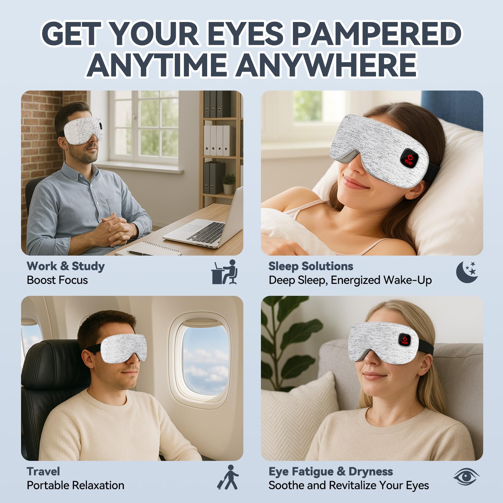 FUPYG masque oculaire chauffant avec étui et recharge rapide