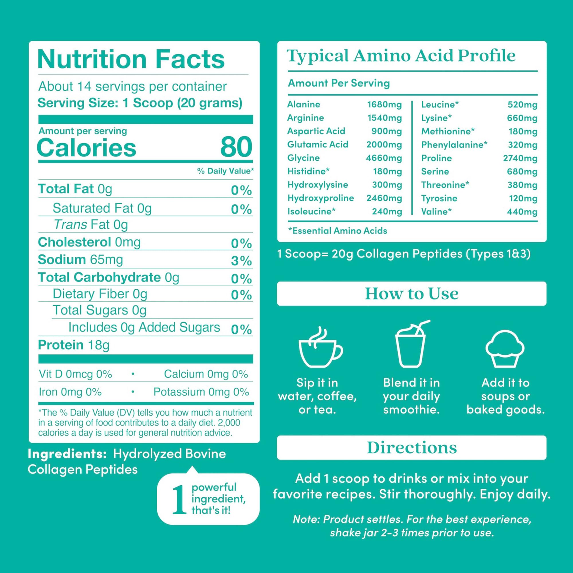 Portion 20 g de collagène peptides Further Food pratique et précise