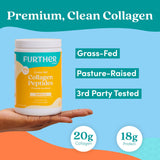 Poudre collagène vanille Further Food versée dans un lait chaud, moment de bien-être.
