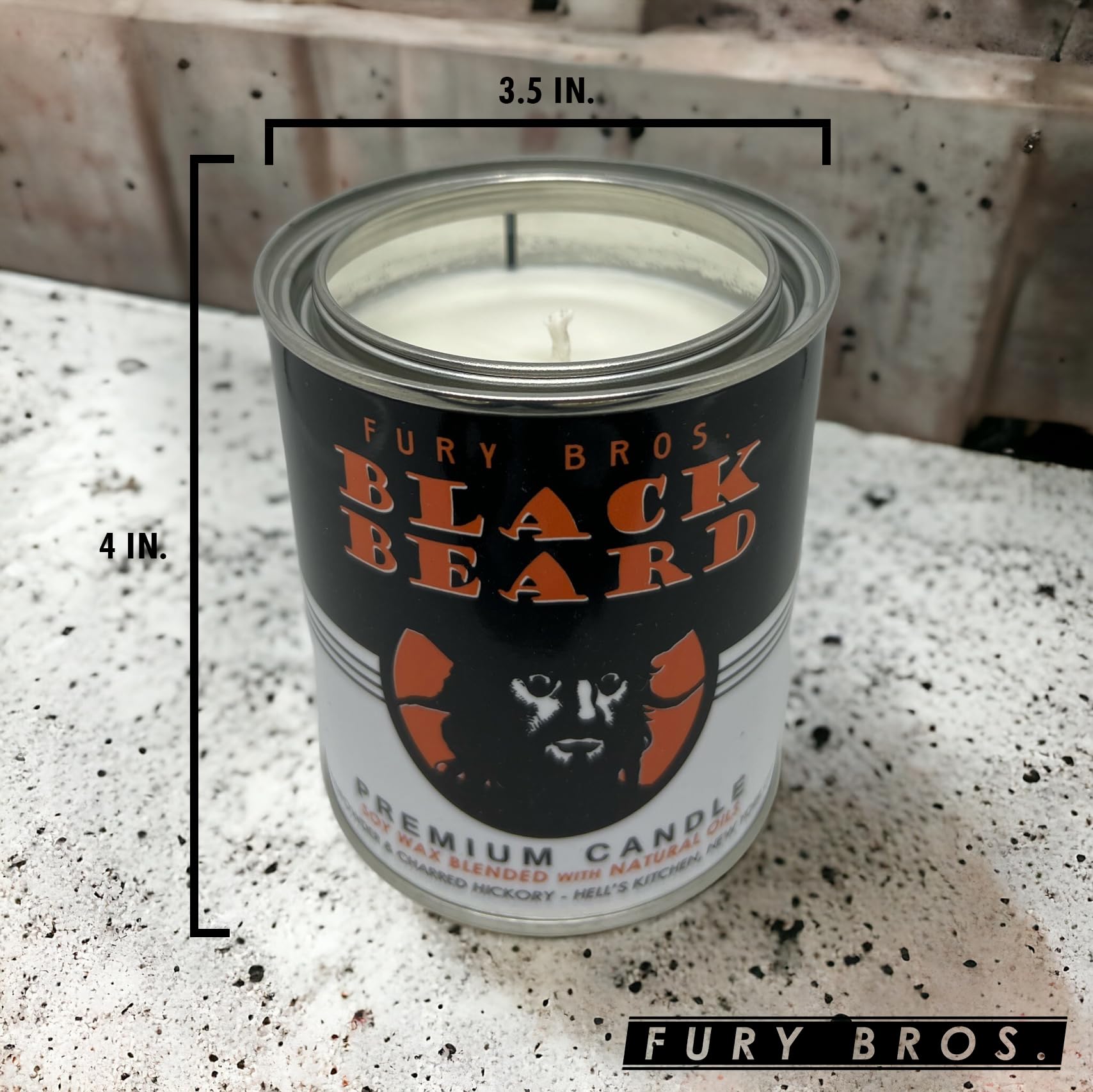 Bougie Fury Bros Cire soja naturelle, esthétique bocal vintage et design metal.