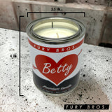 Bougie Fury Bros Betty – Ingrédients vegan et sans parabènes, usage domestique sûr.