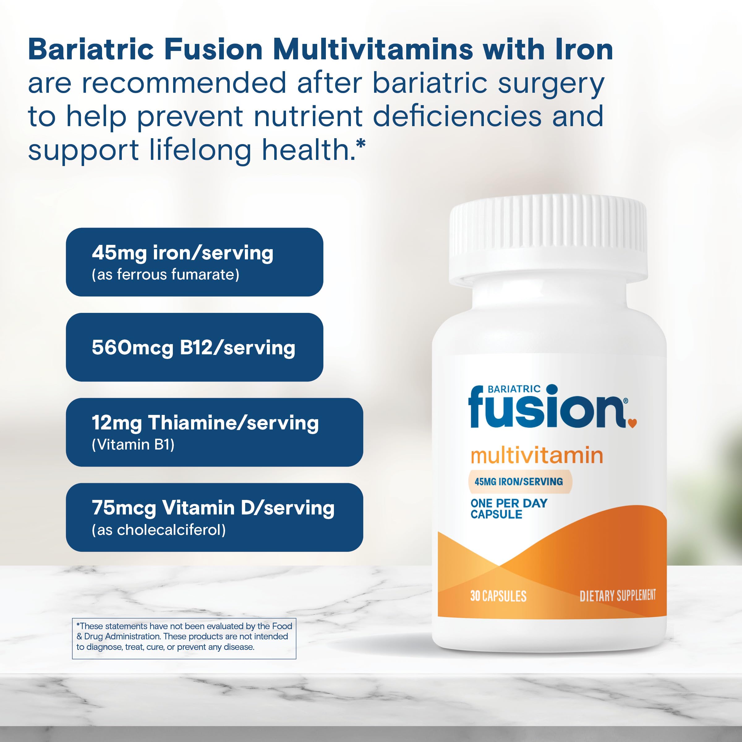 Bariatric Fusion: tableau de vitamines et minéraux pour une couverture nutritionnelle post-op.