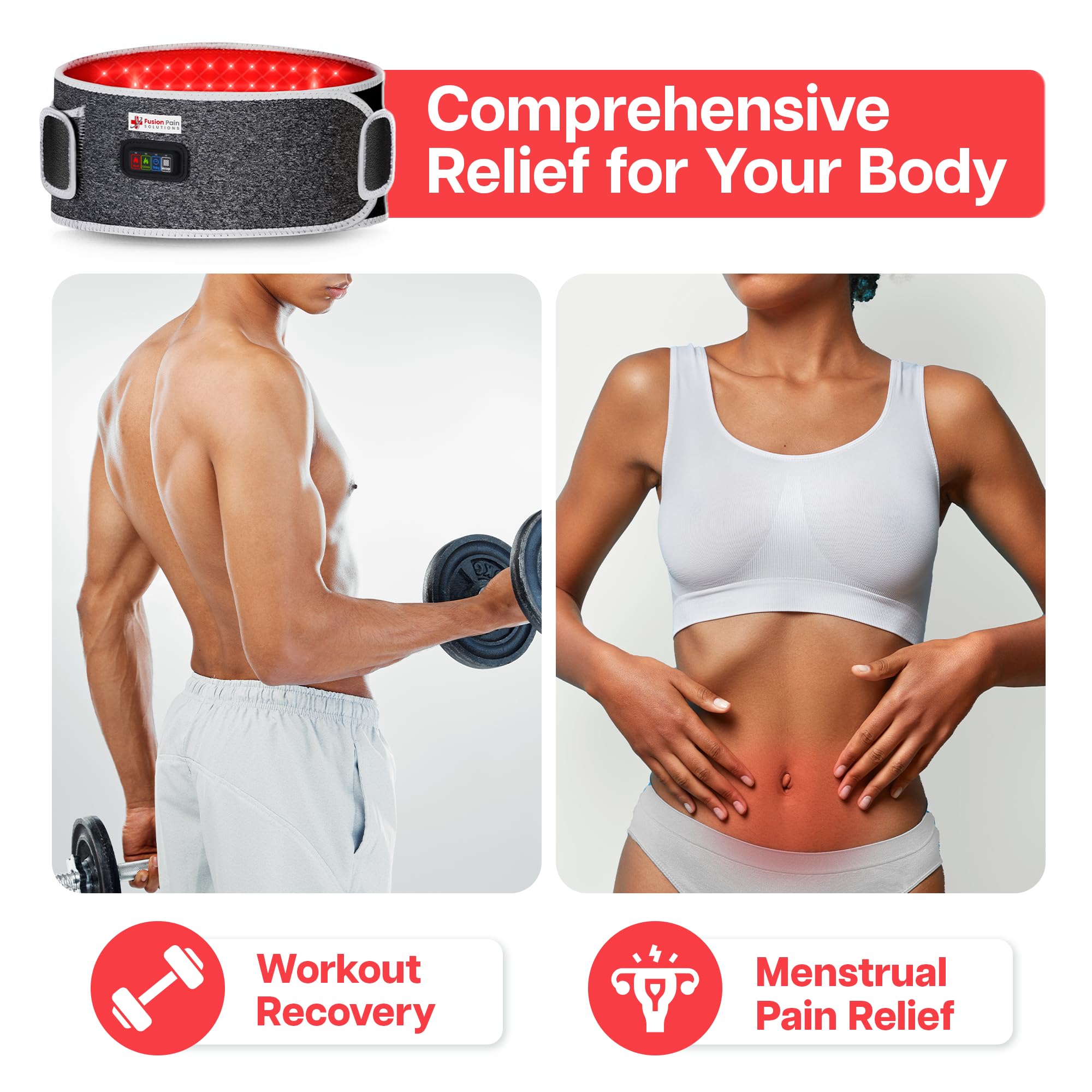 Fusion Pain Solutions – Technologie de chaleur et lumière rouge pour un confort ciblé.