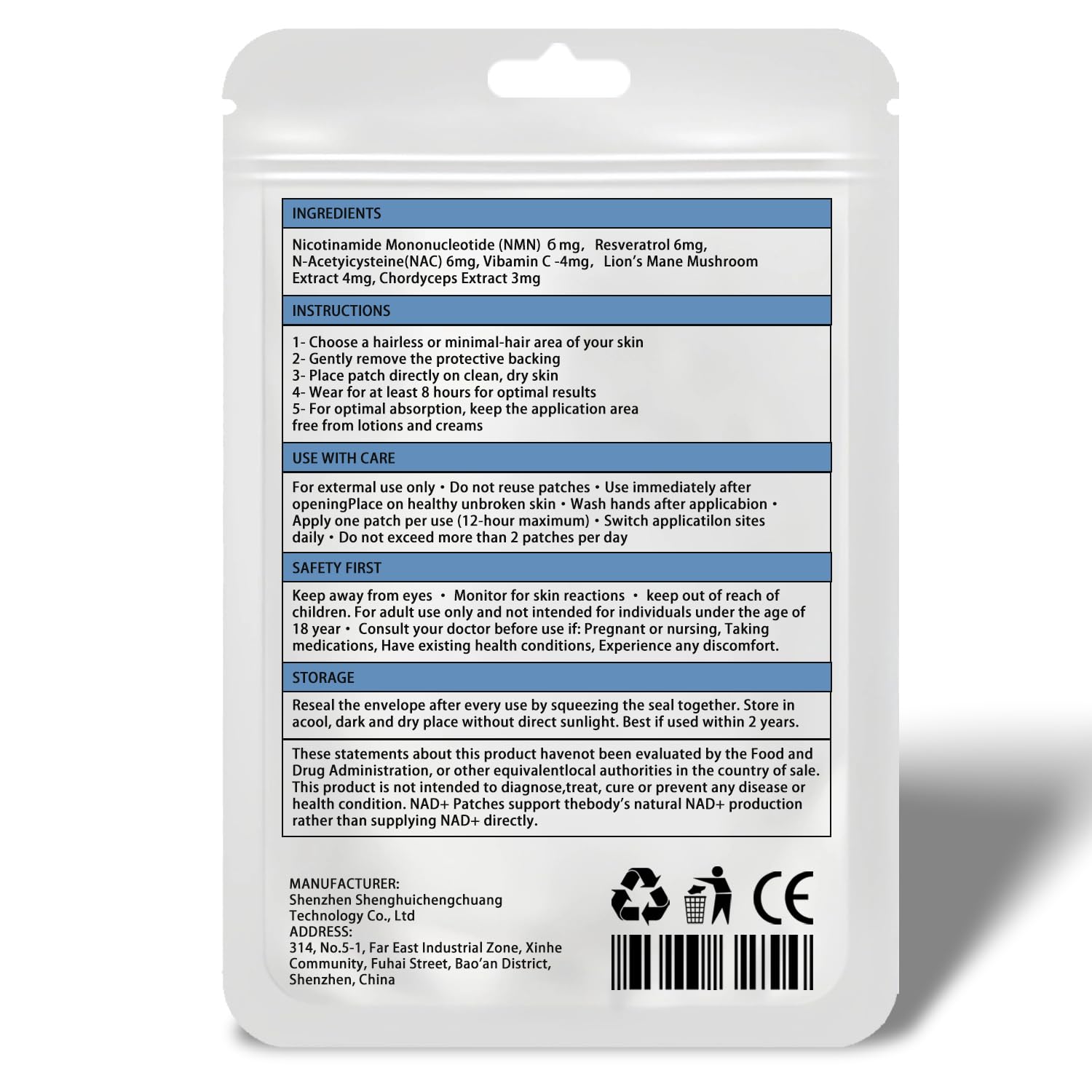 Patch NAD+ FUTHRI – utilisation quotidienne confortable, port tout au long de la journée.