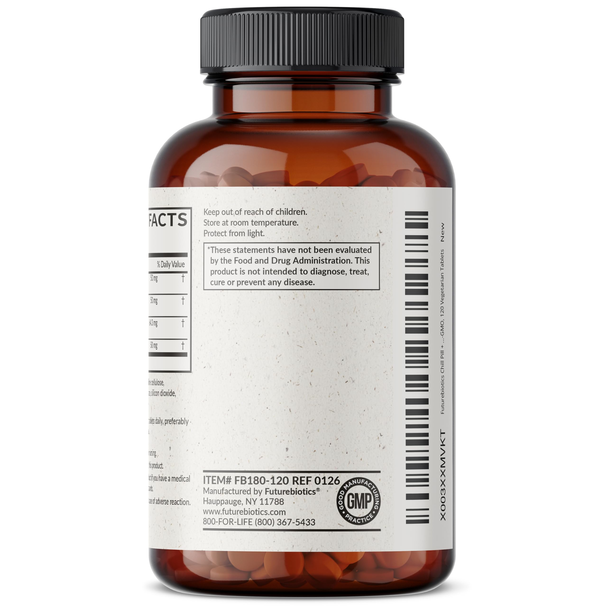 Futurebiotics Chill Pill + tablettes vertes: formulation végétarienne et sans OGM