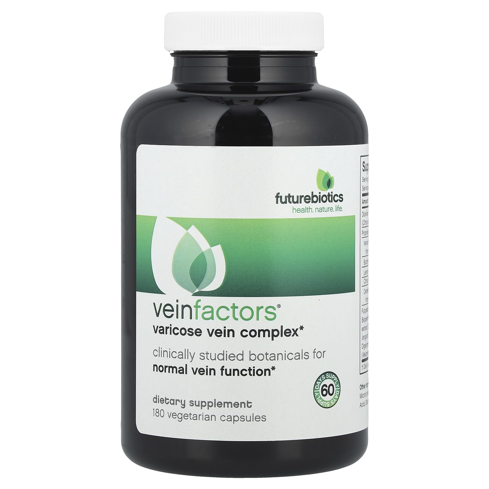 Futurebiotics VeinFactors capsules végétales, facilité d'ingestion et absorption potentielle.