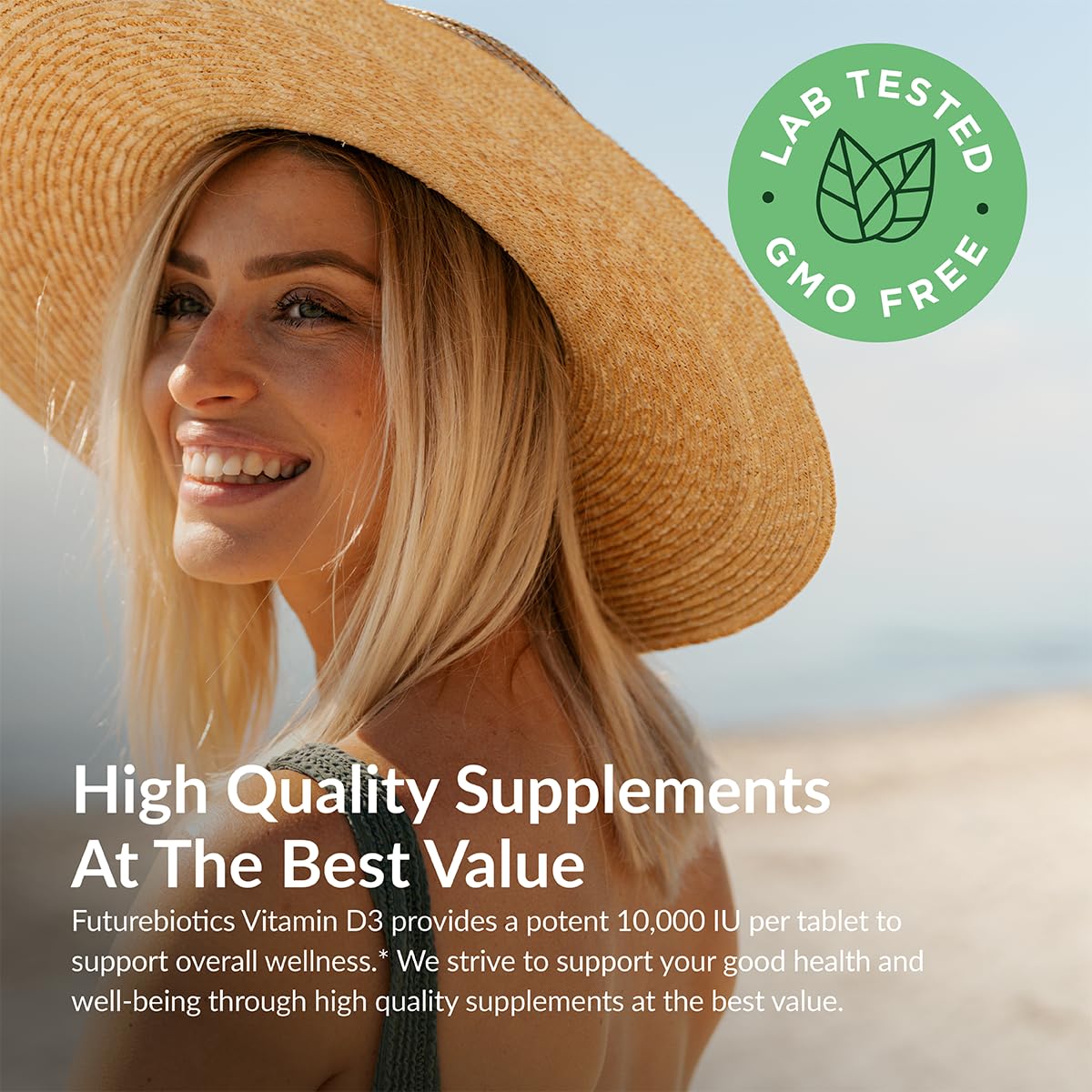 Futurebiotics Vitamine D3 — Comprimés faciles à avaler pour l’usage quotidien.