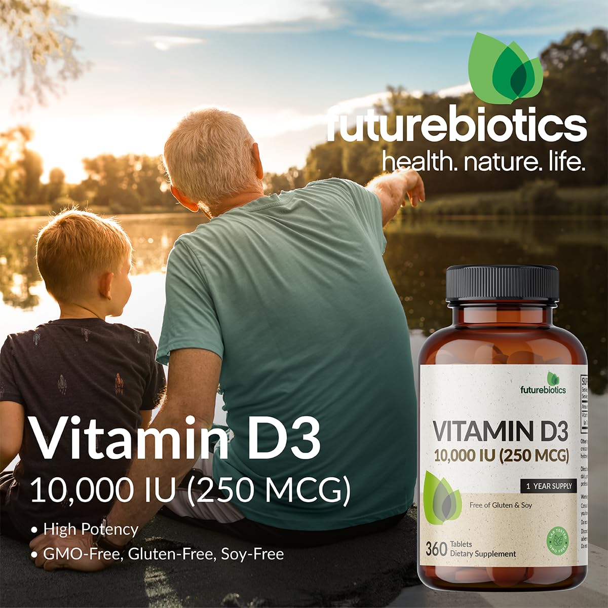 Futurebiotics Vitamine D3 — Sceau cGMP garantissant la qualité du produit.