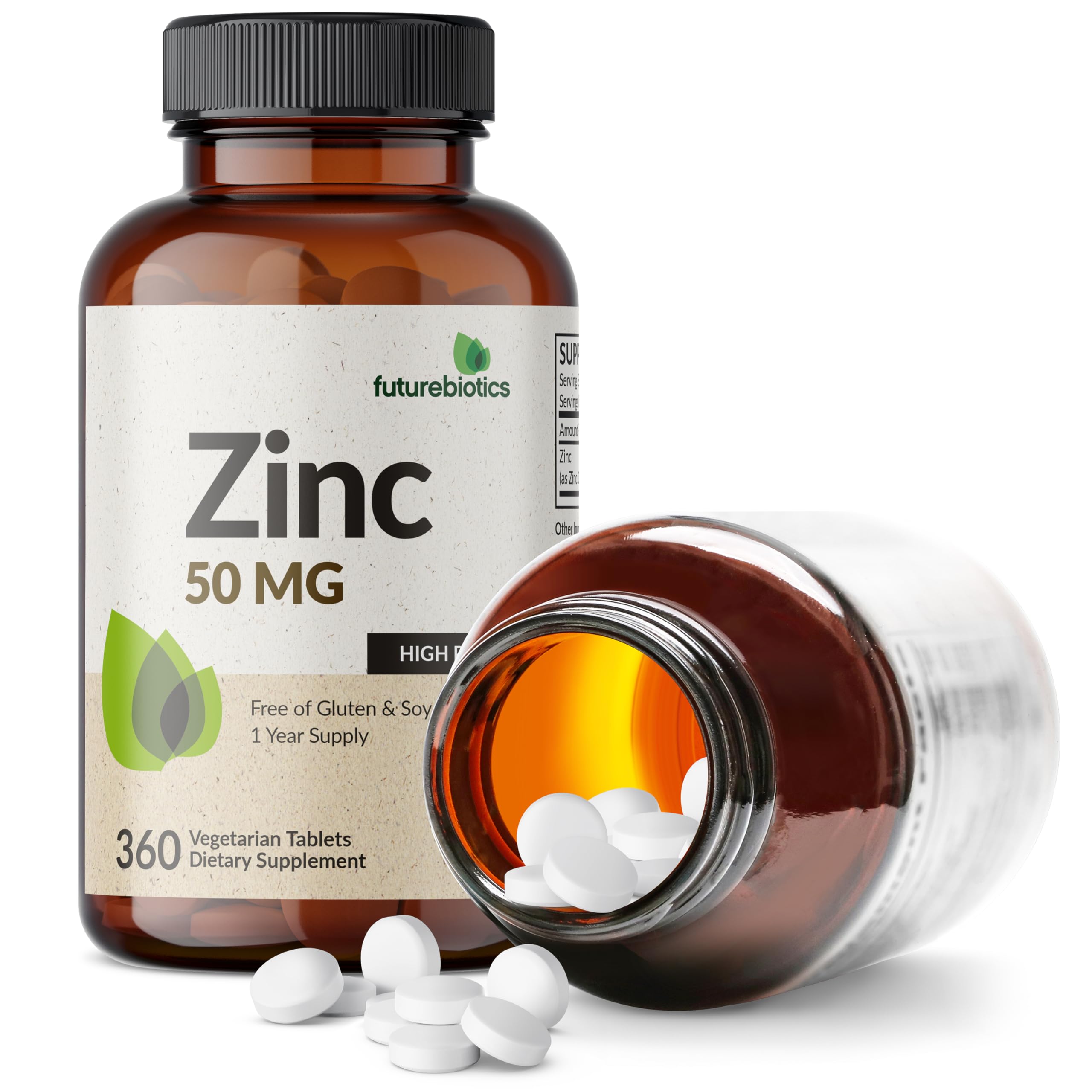 Futurebiotics Zinc 50 mg, certifications et logos, gage de pureté et traçabilité.