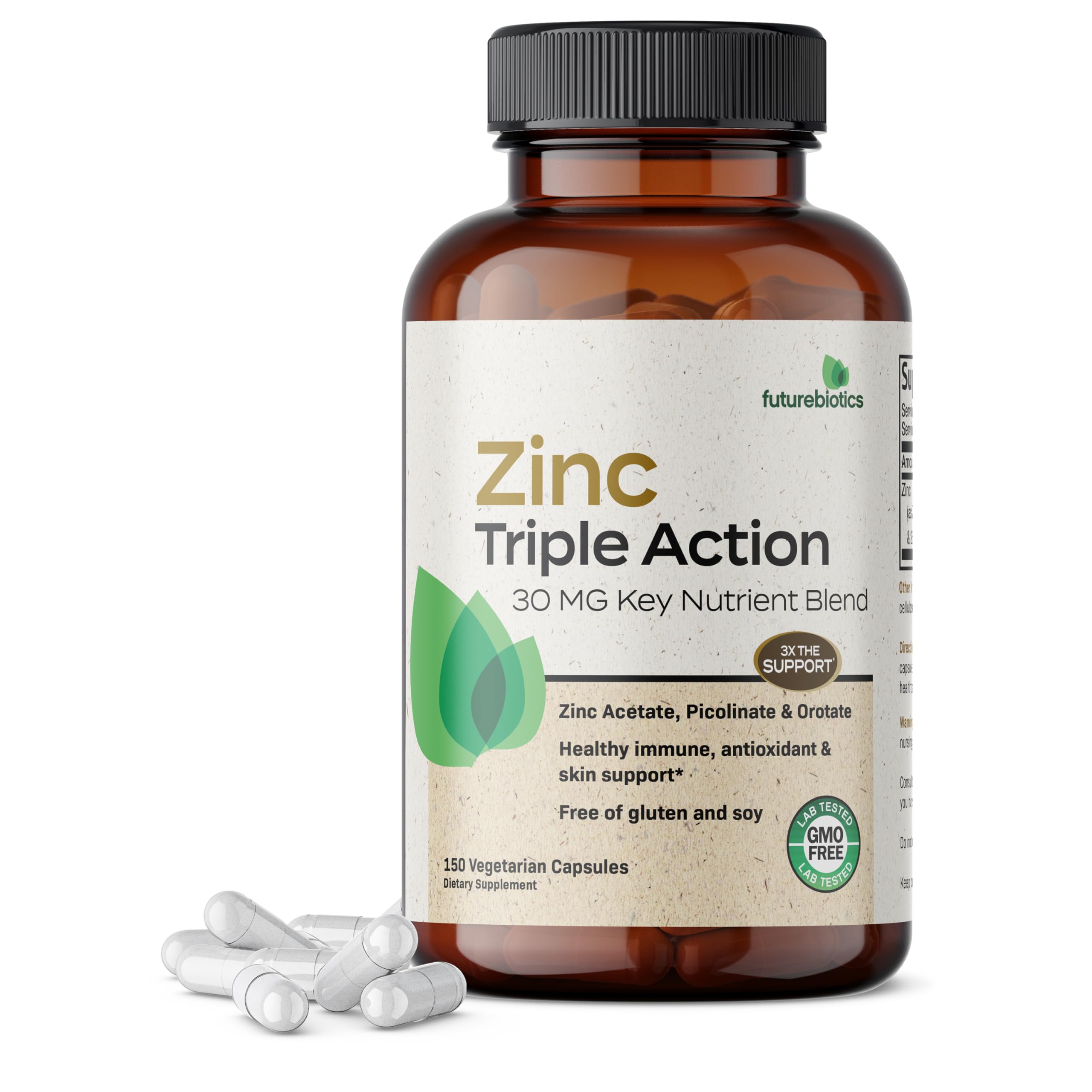 Futurebiotics Zinc Triple Action – bouteille, soutien immunitaire potentiel