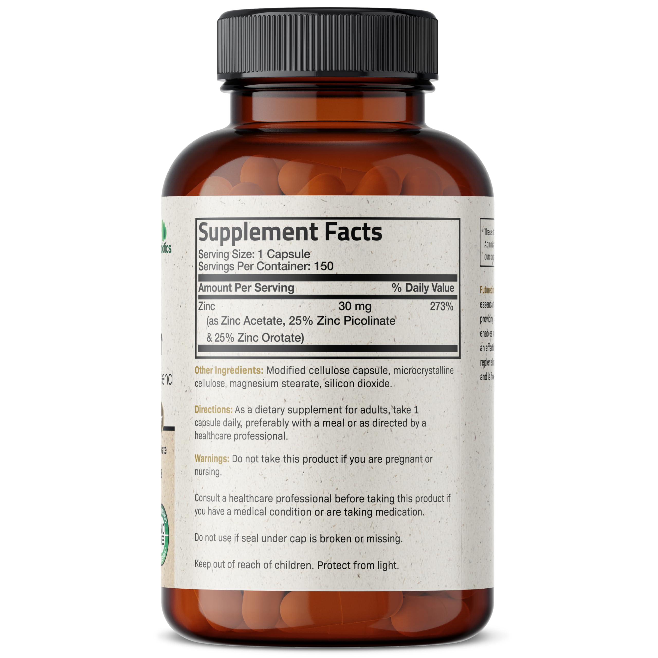 Futurebiotics Zinc Triple Action – capsules, trois formes de zinc pour absorption améliorée