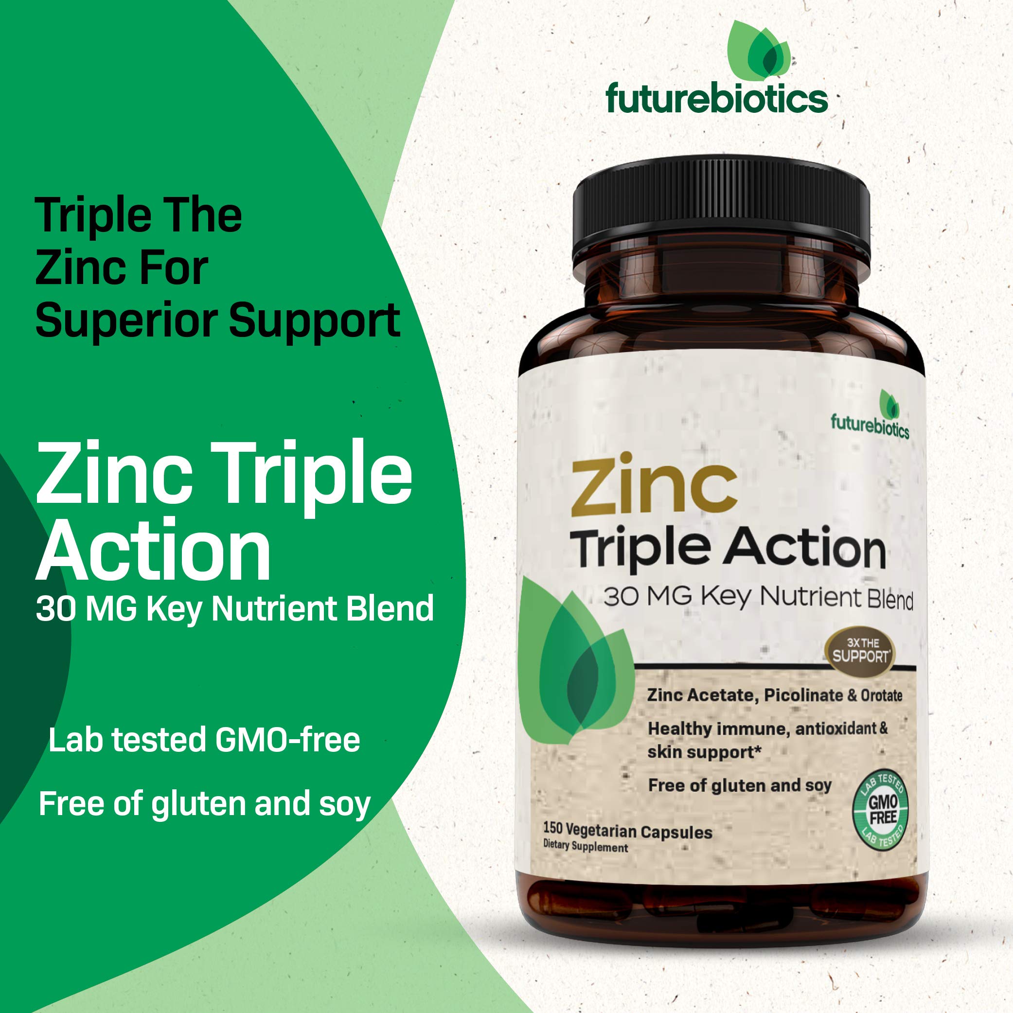 Futurebiotics Zinc Triple Action – étiquette, ingrédients végan et sans allergènes