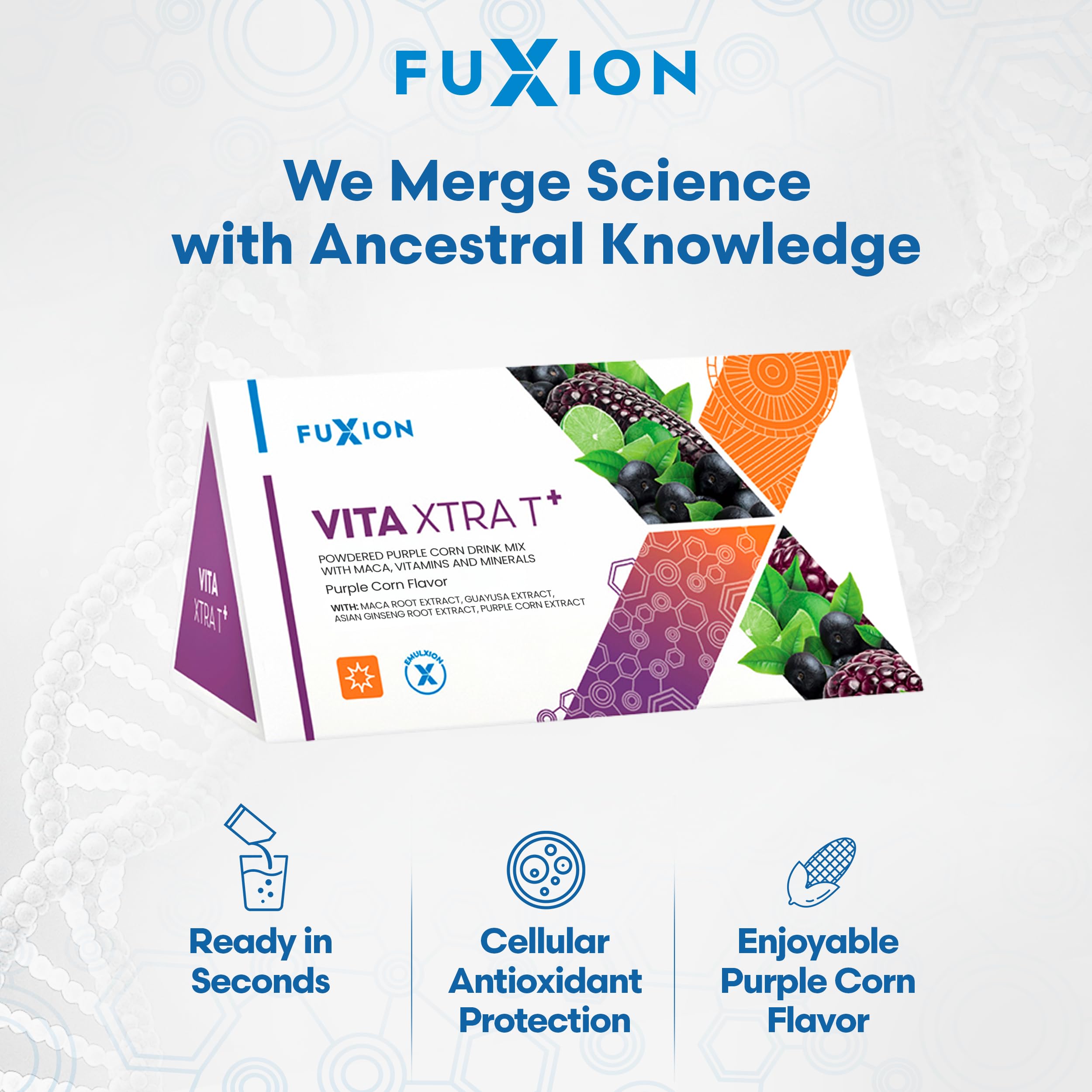 Sachet de Vita Xtra T+ prêt à se diluer pour une pause énergique.