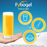 Fybogel Hi Fibre Orange, boisson orange chaude ou froide, goût agréable.