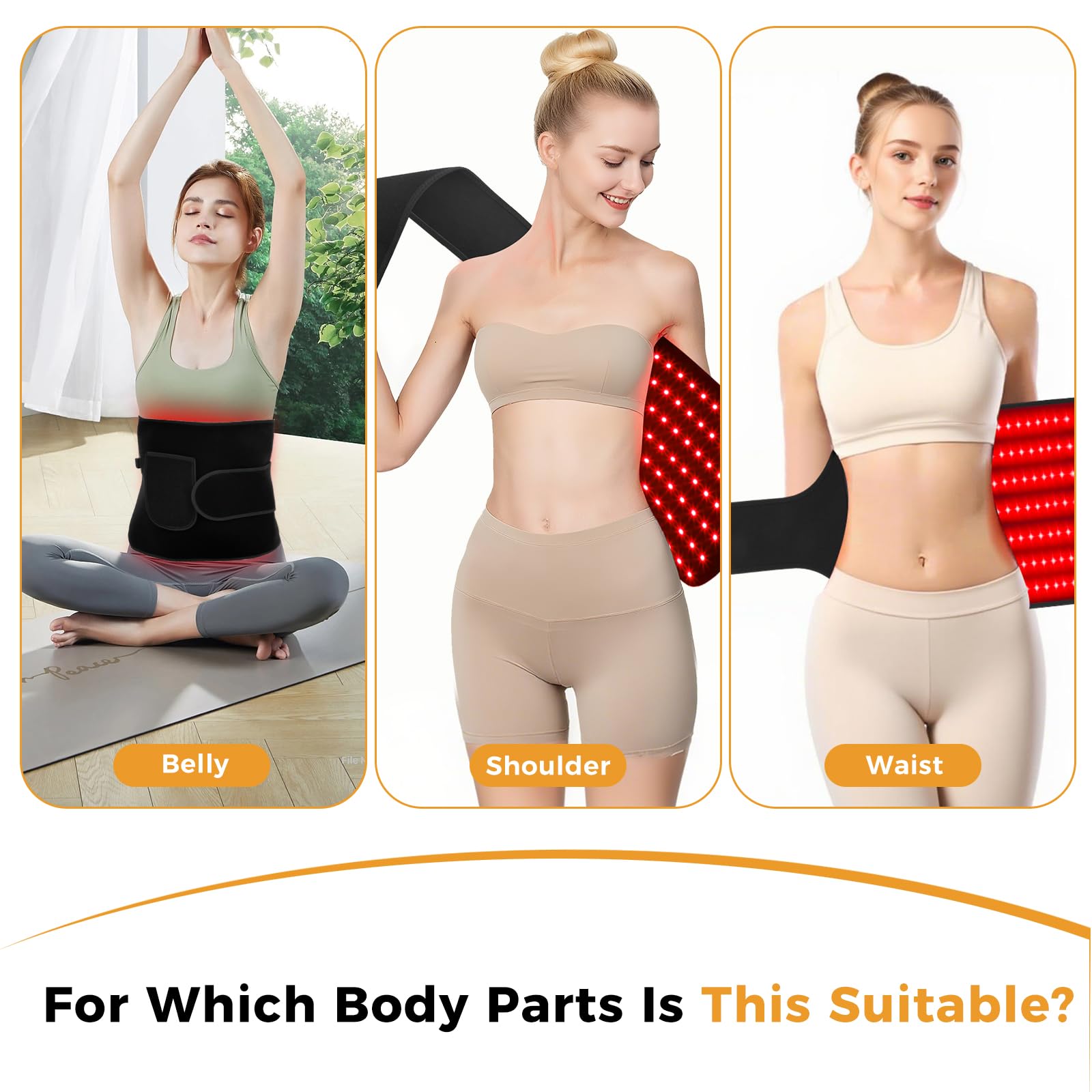 fyovuv ceinture combine 660nm et 850nm pour chaleur douce.