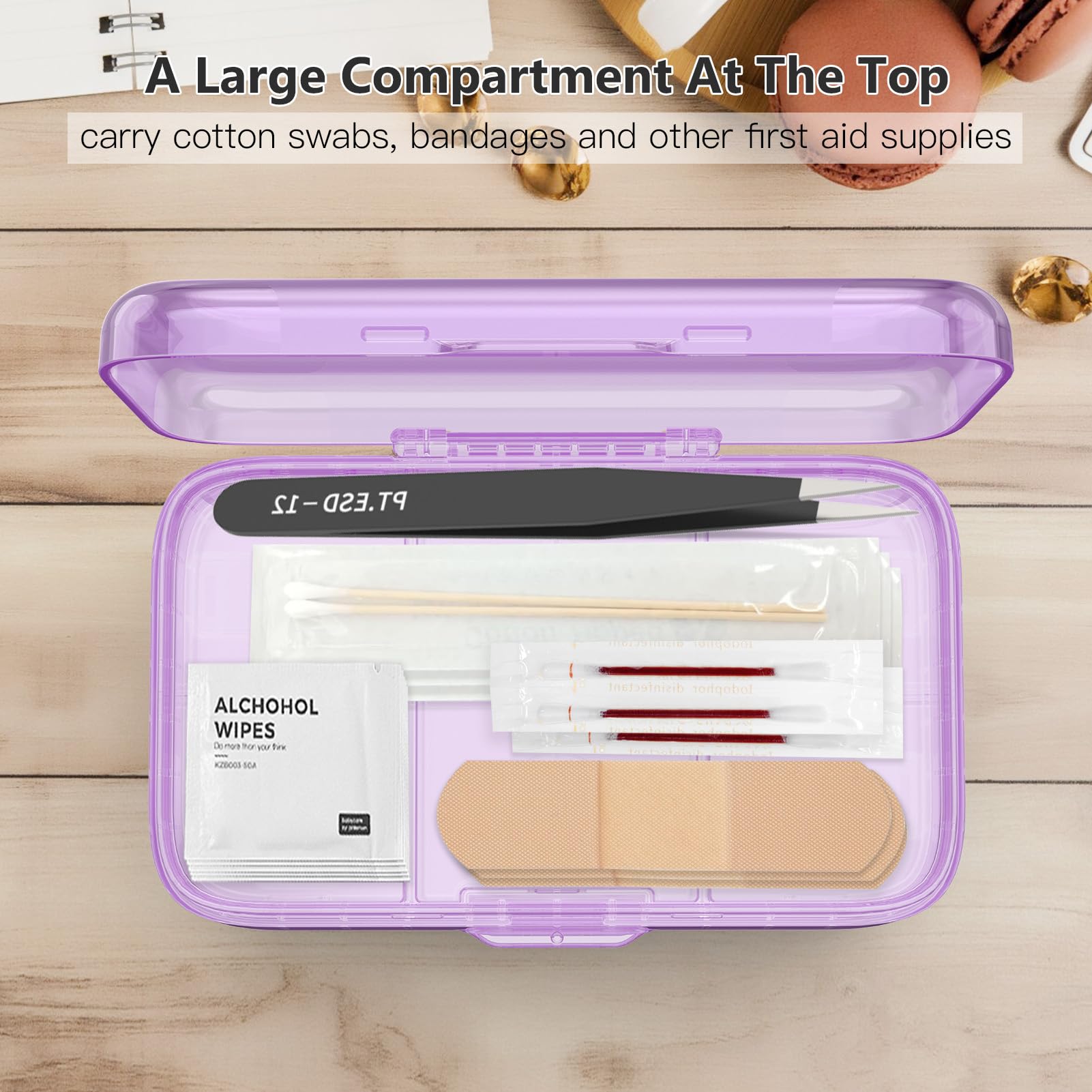FYY Compartiment superieur – rangement rapide pour coton-tiges et pansements.