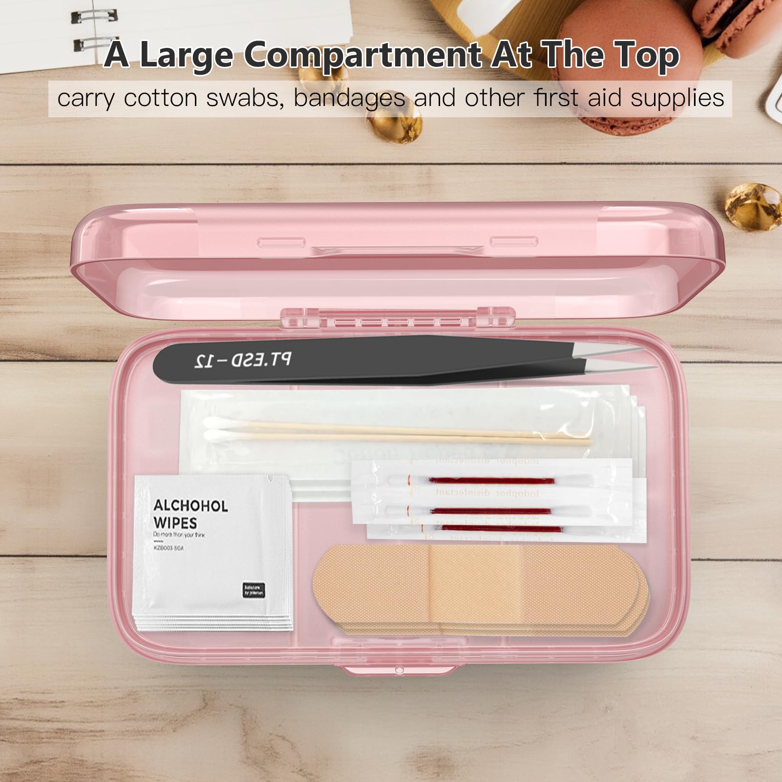 FYY Grand compartiment supérieur pour coton-tiges et pansements.