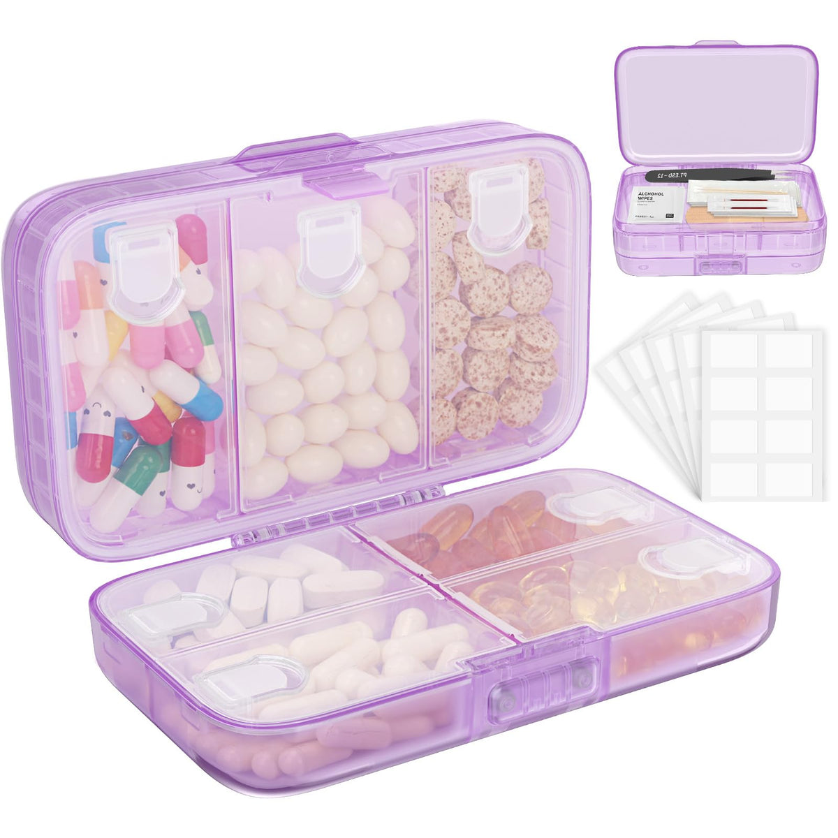 FYY Organisateur de pilules hebdomadaire – huit compartiments, pratique pour voyage.