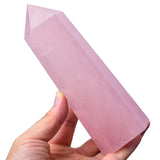 FZBHRO baton cristal quartz rose 6 facettes, idéal pour relaxation et concentration.