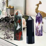 FZBHRO obelisque cristal chevron amethyste pointe décoration et méditation