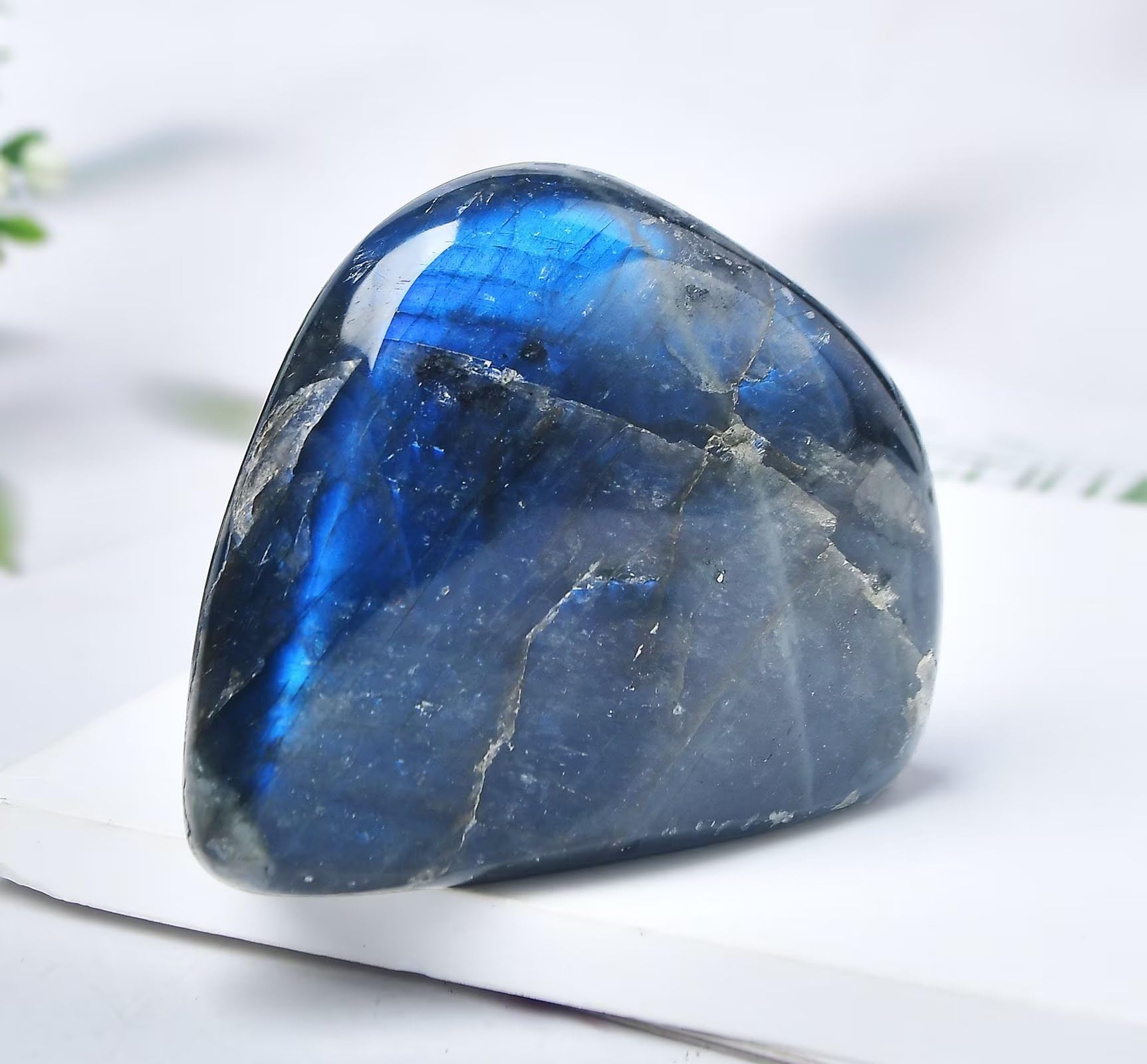 FZBHRO Labradorite bleue - Pierre décorative favorisant concentration et calme.