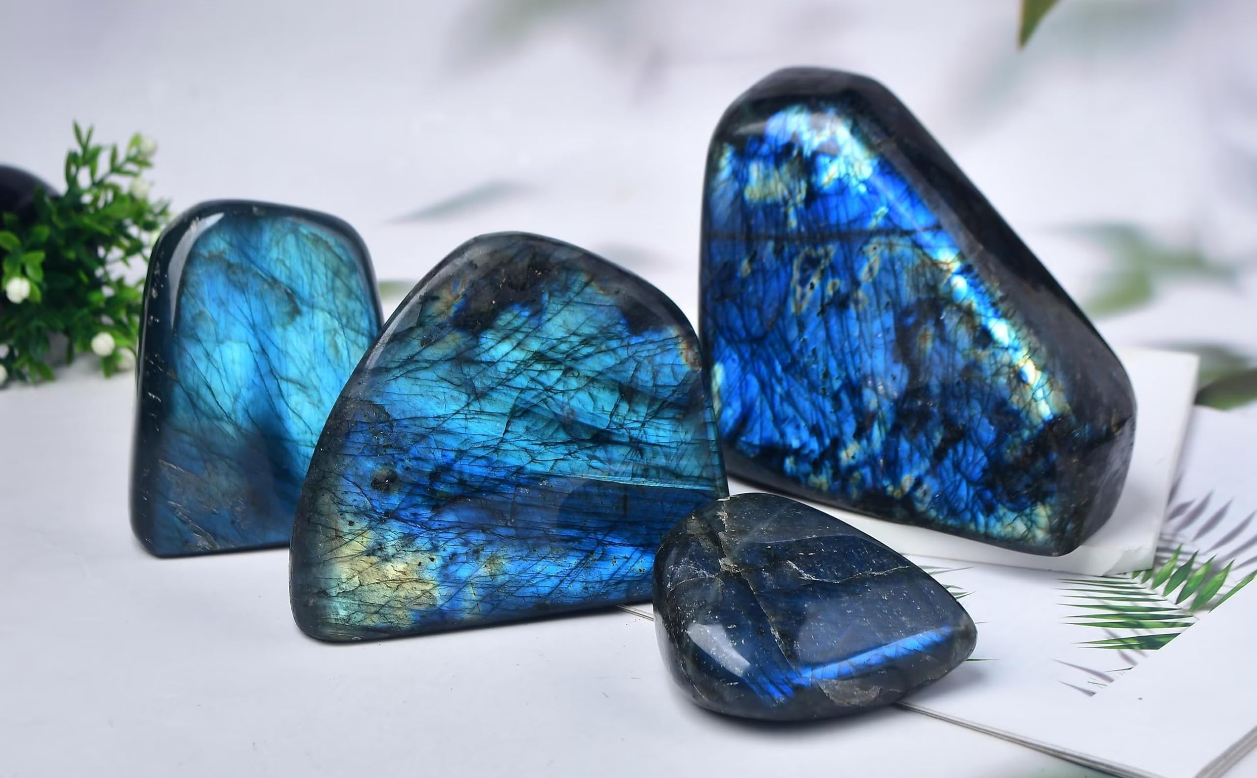 FZBHRO Labradorite bleue - Plaque zen pour méditation et pratique spirituelle.