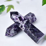 FZBHRO Pointe quartz à 6 facettes violet, parfaite pour méditation et concentration.