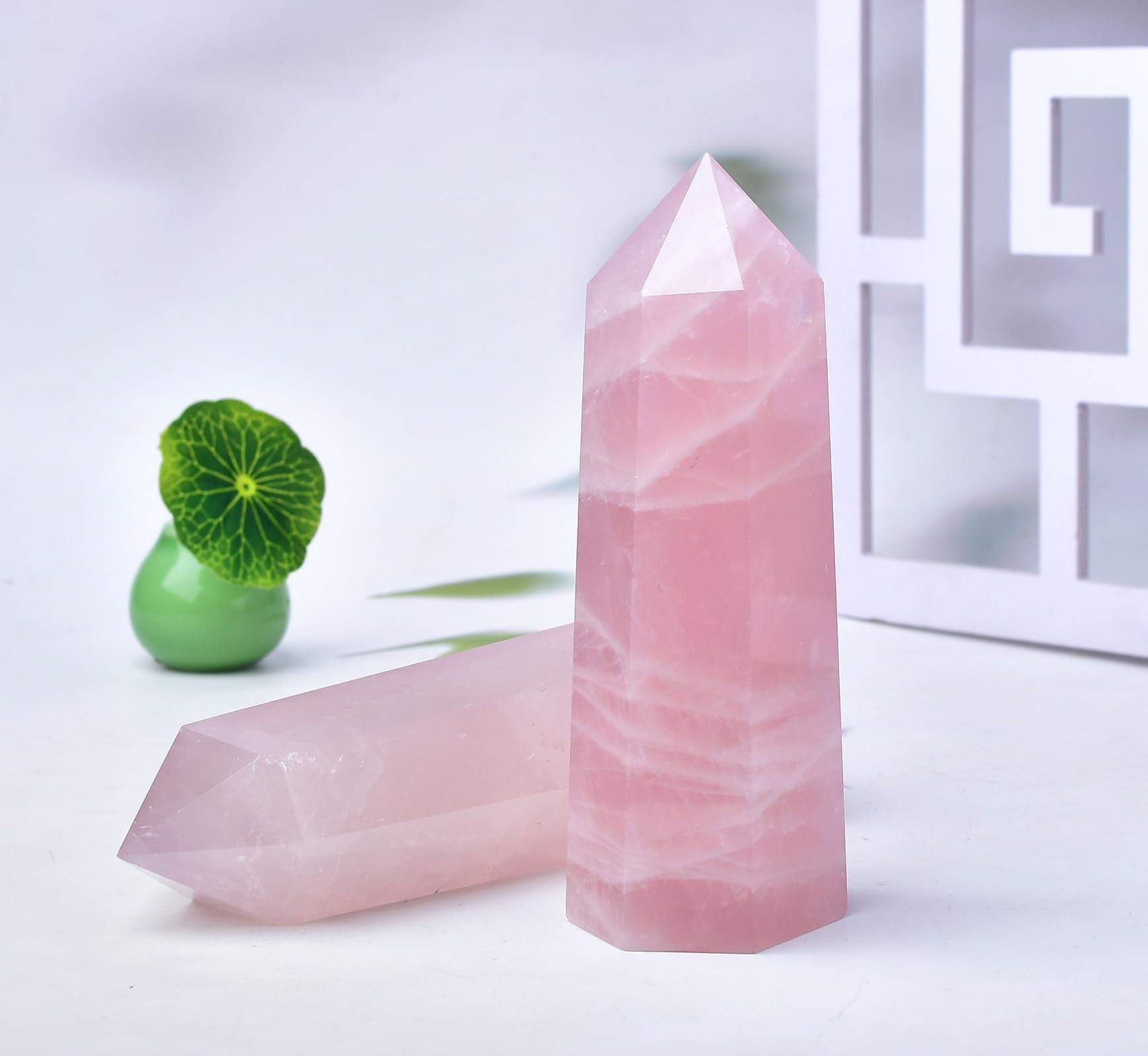 FZBHRO tour quartz rose décor zen pour ambiance apaisante.
