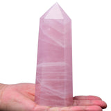 FZBHRO tours en quartz rose — obélisque six faces pour méditation et énergie calme.