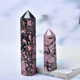 FZBHRO rhodonite, obélisque idéal bureau ou maison, énergie douce et équilibrante