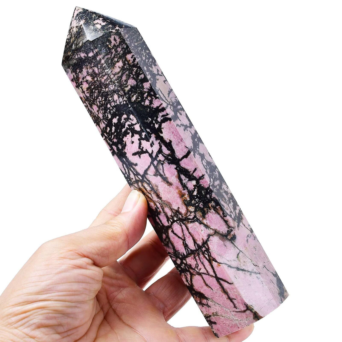 Obélisque FZBHRO en rhodonite, tours grand format pour méditation et harmonie émotionnelle