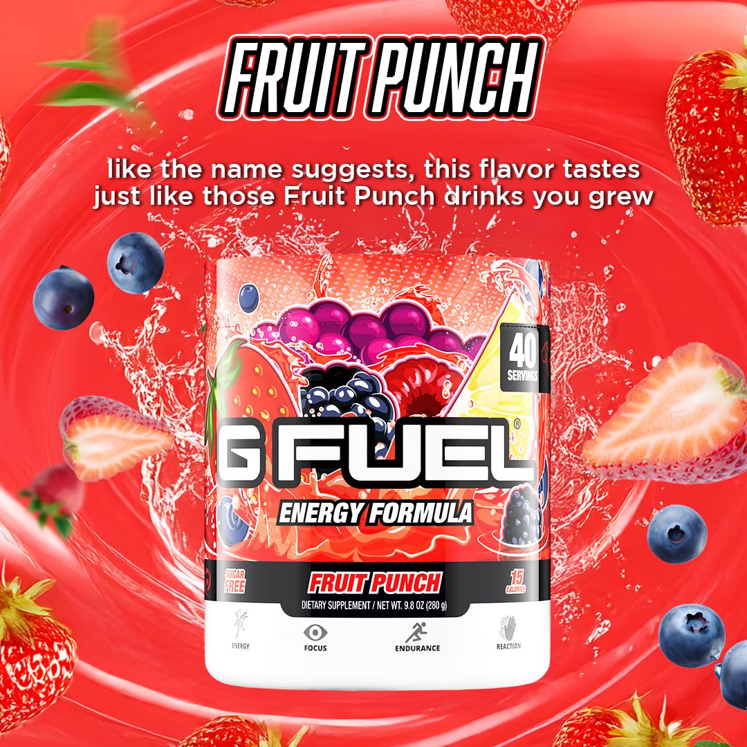 Couleur boisson G Fuel Fruit Punch affichant une teinte vive et énergisante.