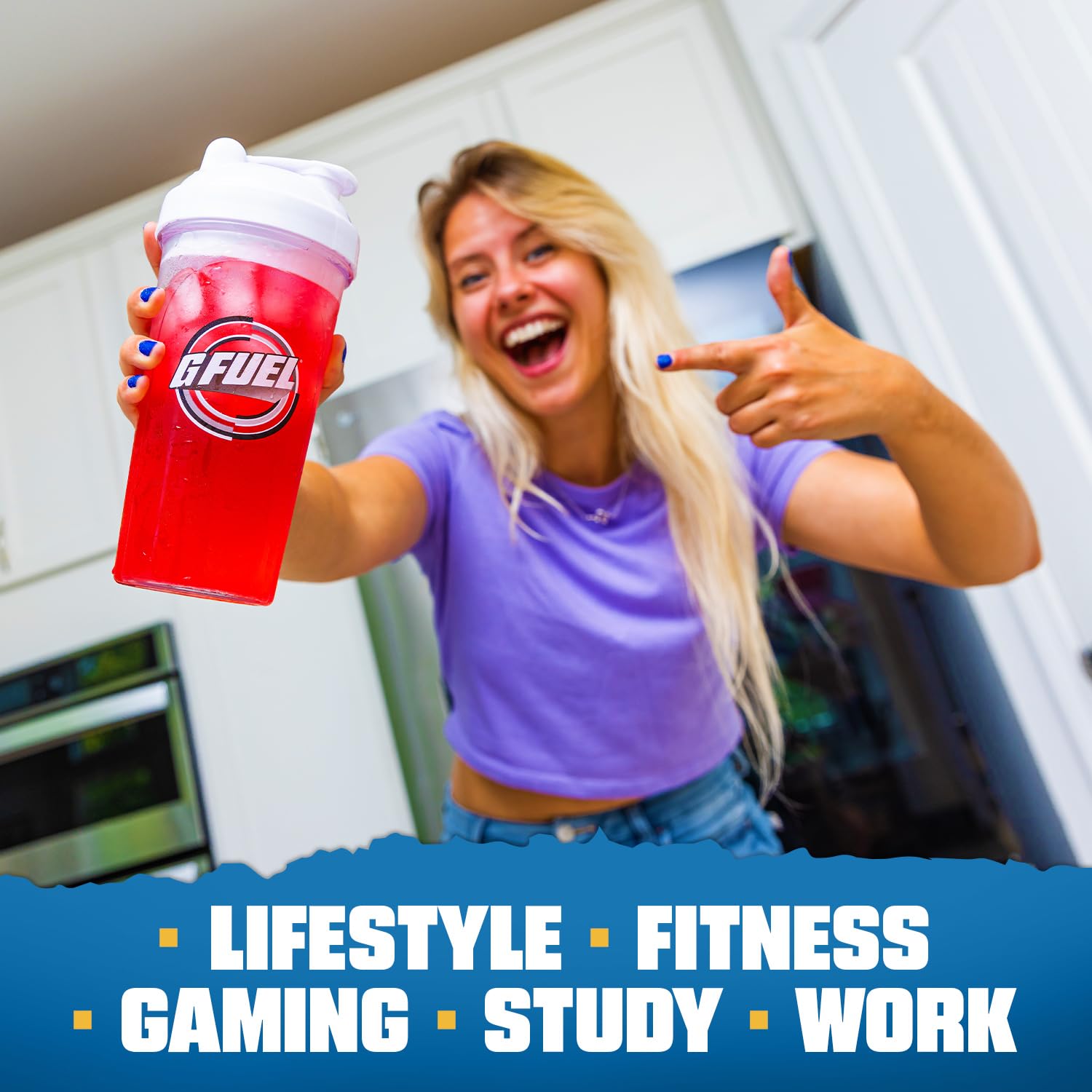 Utilisation possible de G Fuel Nuka Cola 2.0 avant-jeu ou entraînement pour rester concentré.