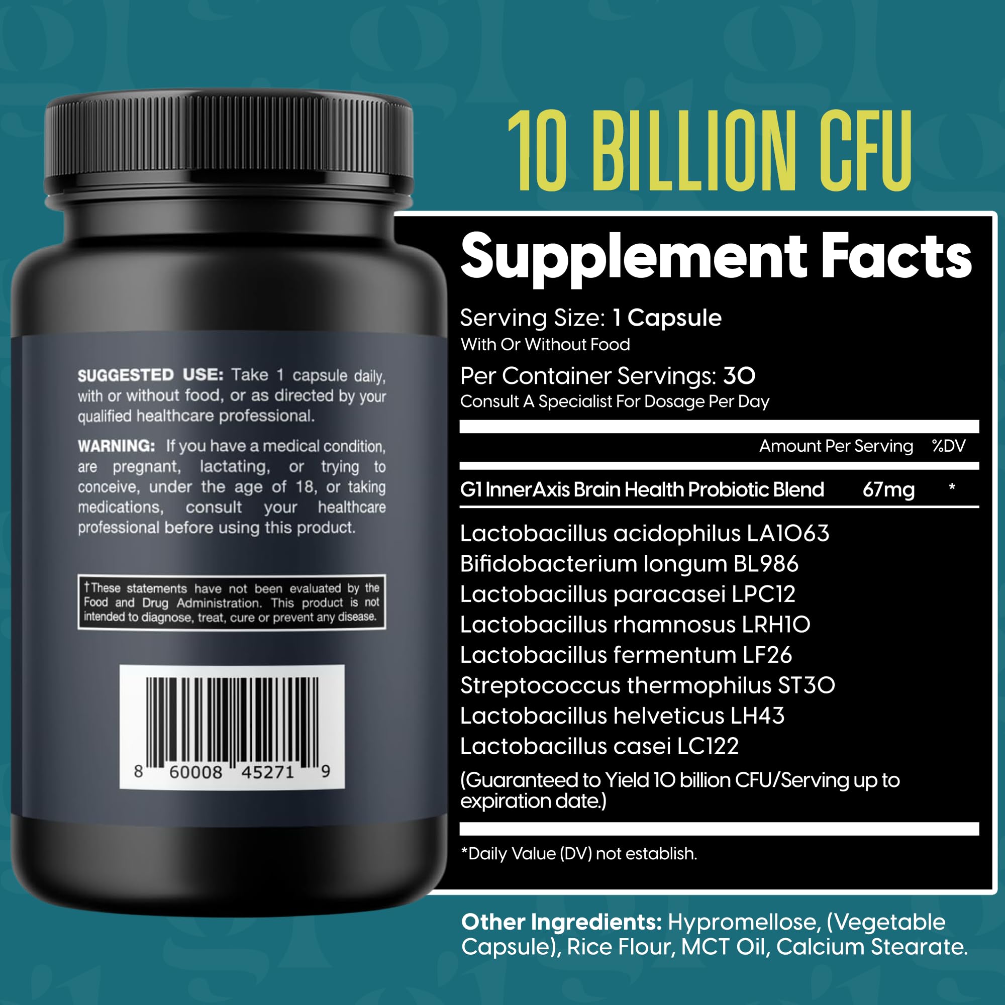 G1 NUTRITION InnerAxis – capsules faciles à avaler pour l équilibre digestif et l esprit.