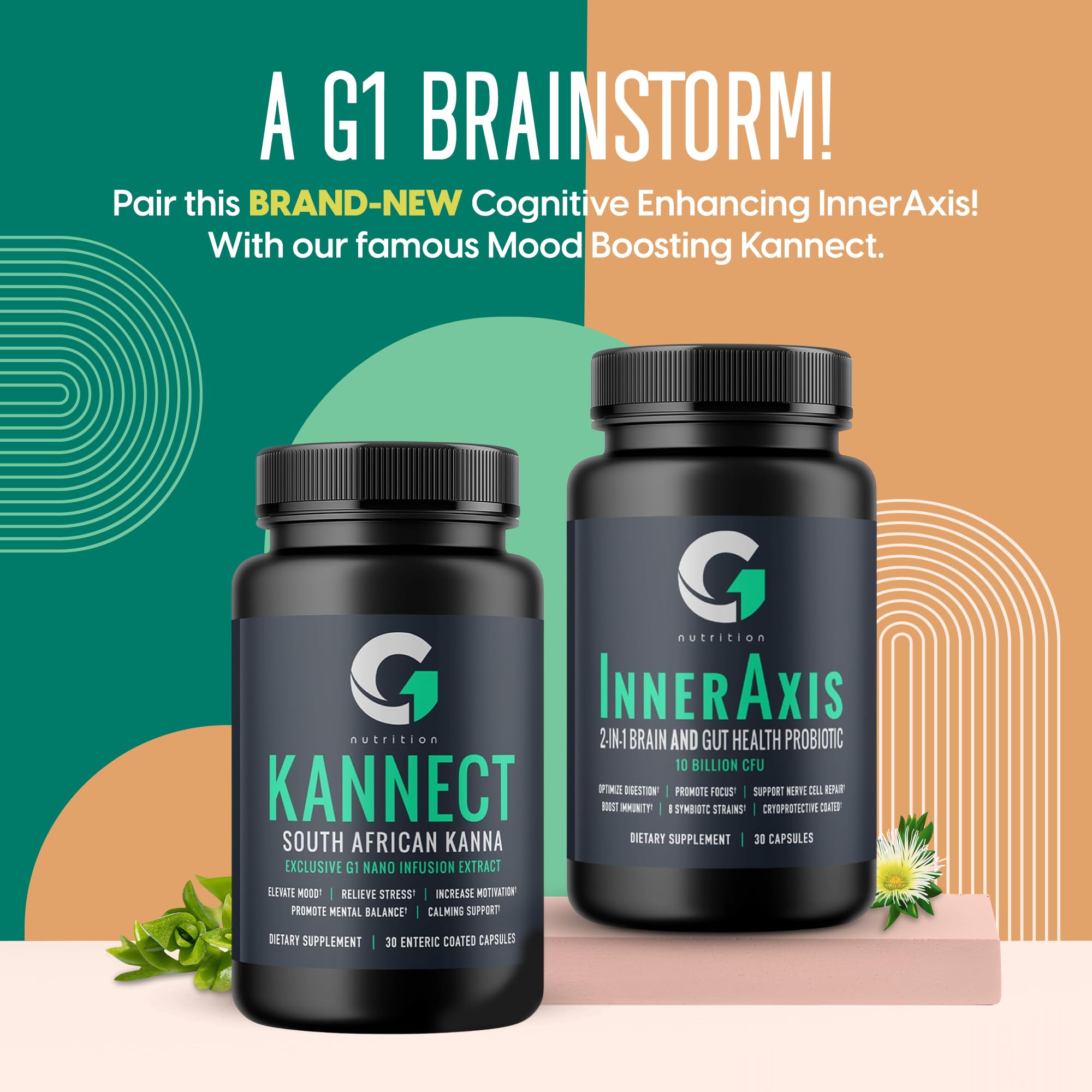 G1 NUTRITION InnerAxis – 8 souches symbiotiques pour l intestin et le cerveau.