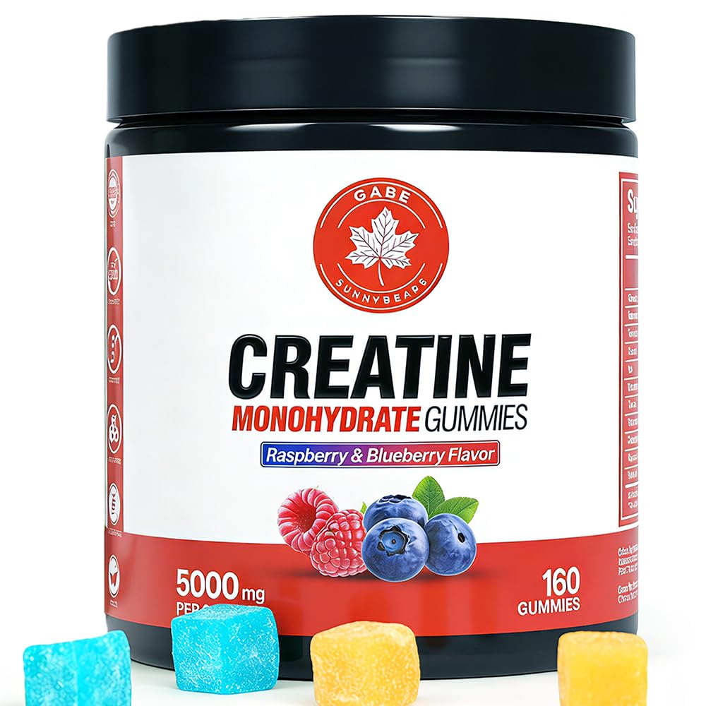 GABE SUNNYBEARS Créatine 5000mg gommes framboise-myrtille, bouteille prête à l'emploi.