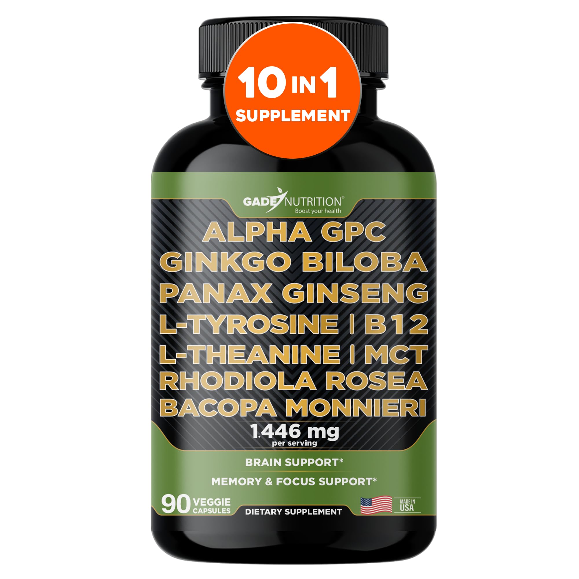 GADE NUTRITION Alpha GPC, capsule bleue, concentration accrue et clarté mentale