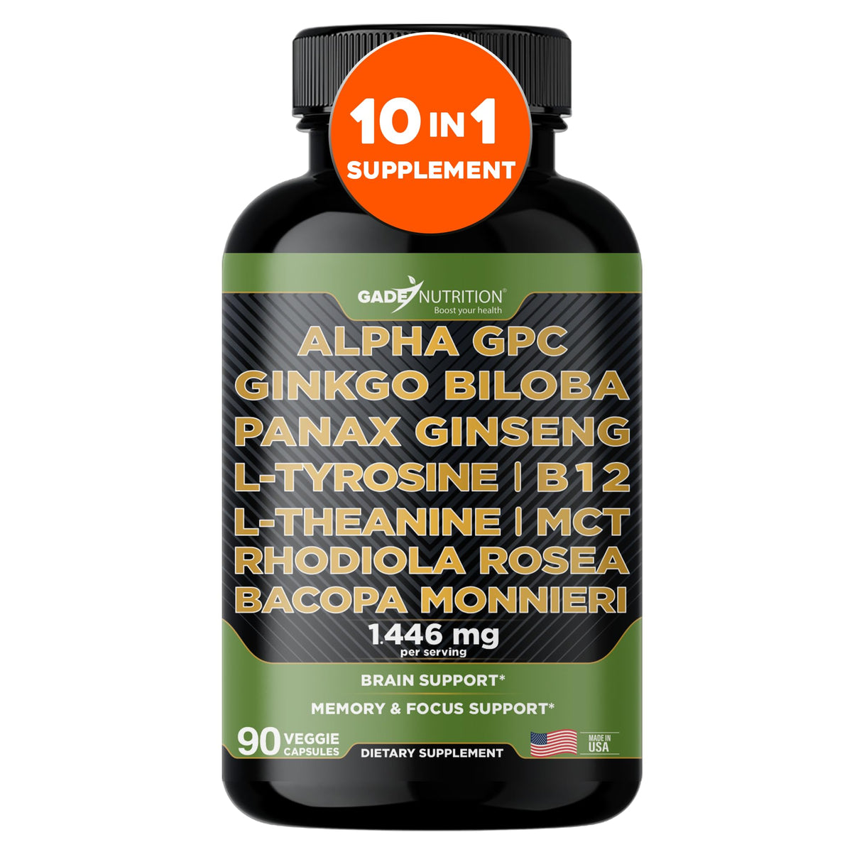 GADE NUTRITION Alpha GPC, capsule bleue, concentration accrue et clarté mentale